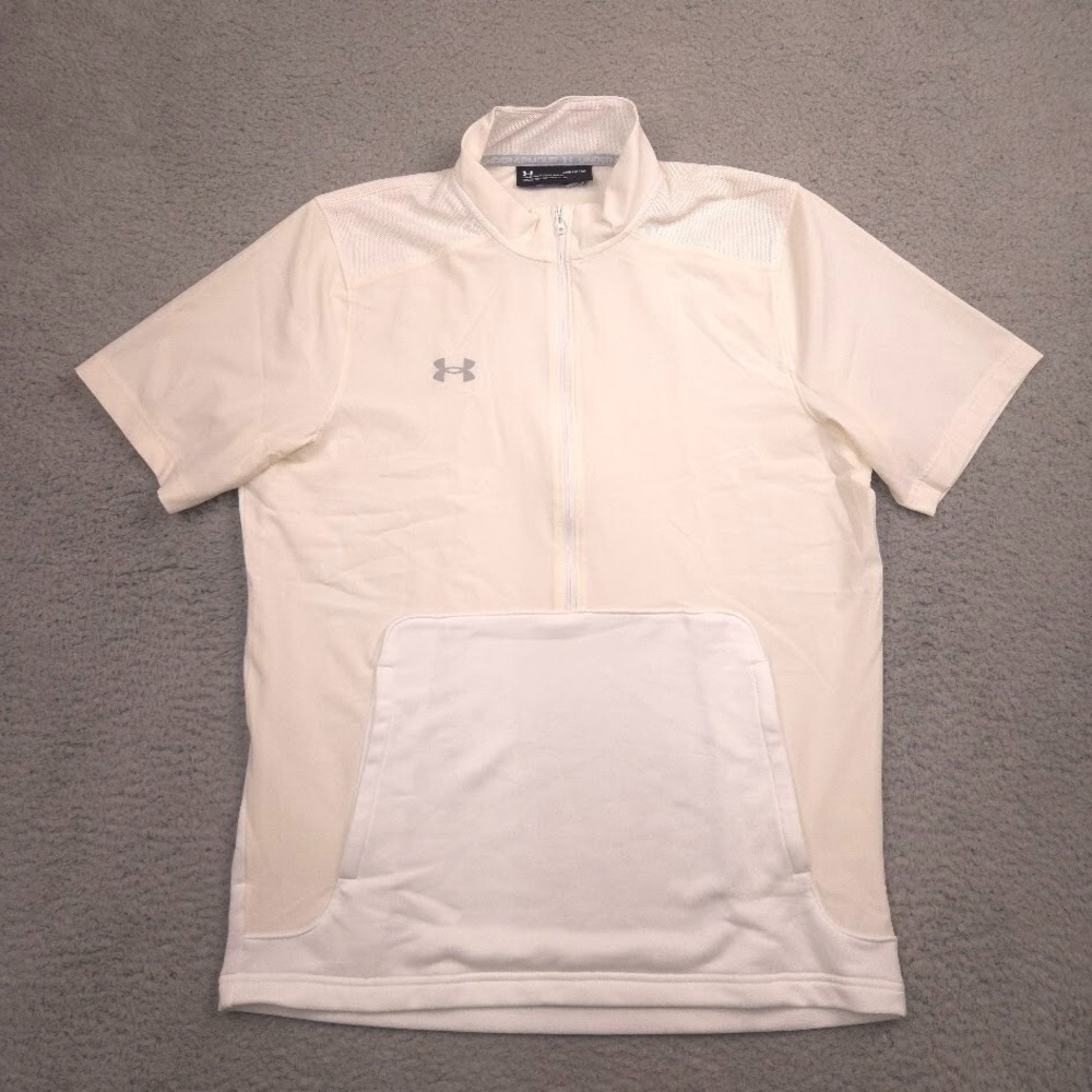 Under Armour 1370375 Men's 2-Tone Half Zip Training Shirt White Cream M